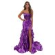 thumbnail image 1 of Vestido formal de fiesta Mollyevers 2025 de satén morado con volantes en forma de sirena, 1 of 7