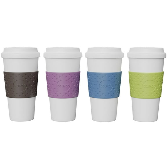 Copco Acadia Insulated 16oz Reusable To Go Mug 4-Pack (Brown, Plum, Blue, Green)