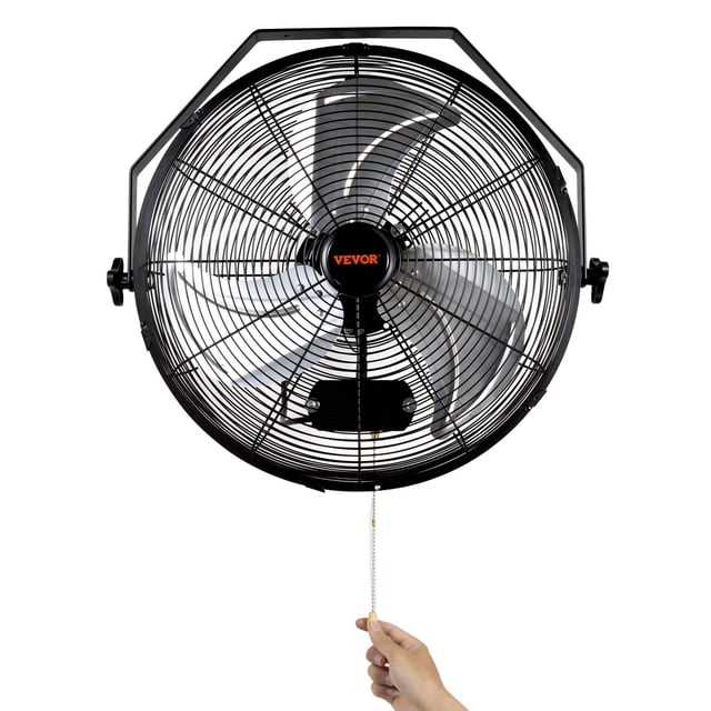 Ventilador de pared VEVOR, 2 unidades, 18 pulgadas, ajuste manual de inclinación de 360 grados, 3 velocidades, alta velocidad, máx. 4000 CFM, ventilador industrial de pared para interiores, comercios