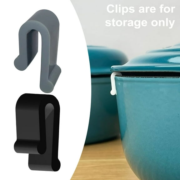 sunsanly 4/6/8/12Pcs Dutch Oven Lid Protector Clips Silicone Cutlery Protection Clip Stackable Easy to Clean Cookware Bumpers for Pots U-Shaped Design Food-Grade Cooking Utensil Accessory