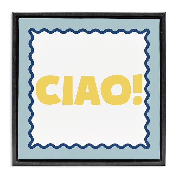 Stupell Industries CIAO! Bold Yellow Typography Black Framed Floater Canvas Wall Art, design by SD Graphics Studio