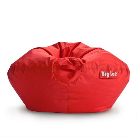 Big Joe Smartmax Refillable Classic Children's Bean Bag Chair with Stain Resistant, Water Resistant Cover, Carrying Handle and Safety Zipper, Red