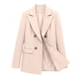 thumbnail image 2 of GILIGEGE Women's Double Breasted Blazer Jacket,Lapel Long Sleeve Relaxed Suit Coat with Flap Pockets,Solid Color Business Casual Outerwear for Office Work,Meetings and Semi-Formal Occasions Khaki XL, 2 of 3