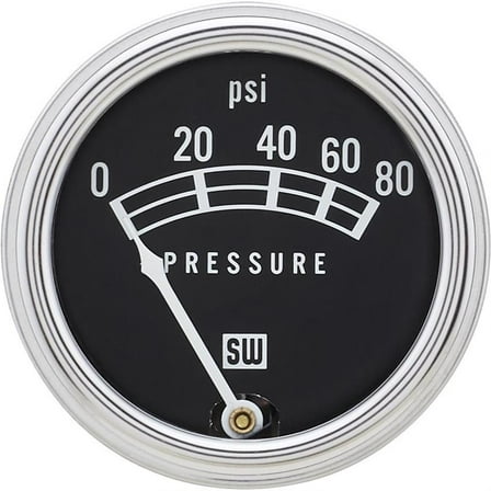 Stewart Warner 82208 Std 2-1/16 In. Oil Pressure Gauge, Mech, 0-80 PSI