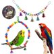 thumbnail image 2 of 12 paquetes de juguetes para masticar columpio de pájaro loro-juguetes colgantes de jaula de pájaros de campana adecuados, 2 of 5
