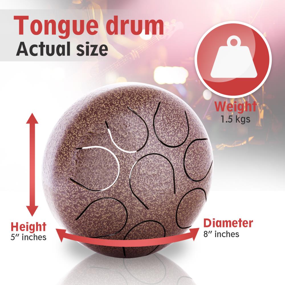 Pyle PHDRUM84 - Steel Pan Tongue Drum – Hand Pan Percussion with Carry Bag