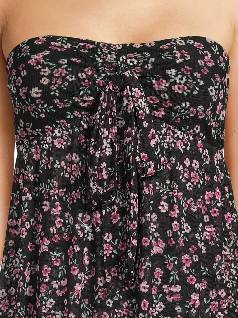 No Boundaries Mesh Tube Top Trendy Floral Print