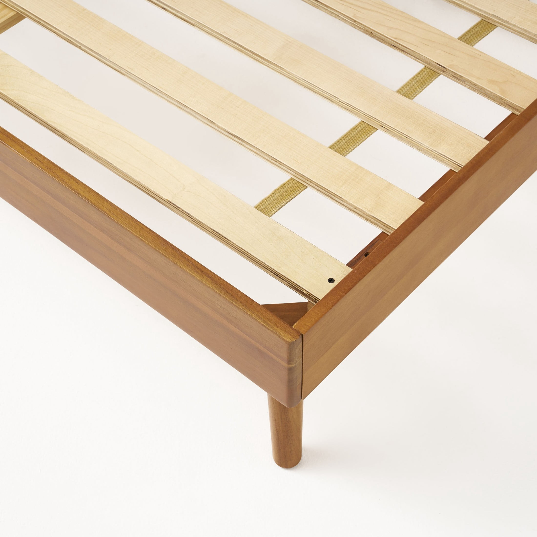 Christopher Knight Home Mid-Century Queen Bedroom Furniture Set, Solid Wood Bed with 2 Nightstands, Natural+Walnut