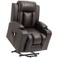 thumbnail image 1 of Fauteuil Releveur Électrique, Sofa Inclinable en Cuir PU avec Repose-Pieds, Télécommande et Porte-Gobelets, Brun, 1 of 7