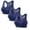Blue A, variant on Women's Wireless Sport Bra Push-Up Without Underwire Front Zip Racerback Active Fit Soft Solid Color Back Gathered Sports Bra 3-Pack for Workout