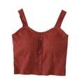 thumbnail image 2 of Juniors Camisoles with Built-In-Bra,Y2K Standard Straps Cropped Tank Top,Sleeveless Comfy Cotton Shirts with Buttons, 2 of 6