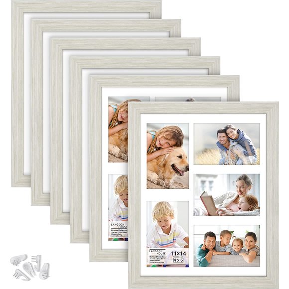 AmPm 8x10 (20x25 cm) Picture Frames (Distressed White, 6 Pack) Farmhouse Style, Richland Collection