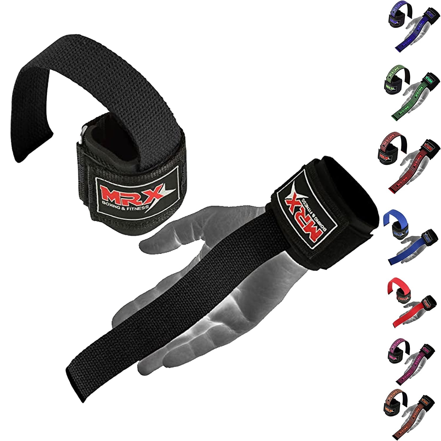 MRX WEIGHT LIFTING BAR STRAPS WITH WRIST WRAPS HEAVY DUTY BODYBUILDING