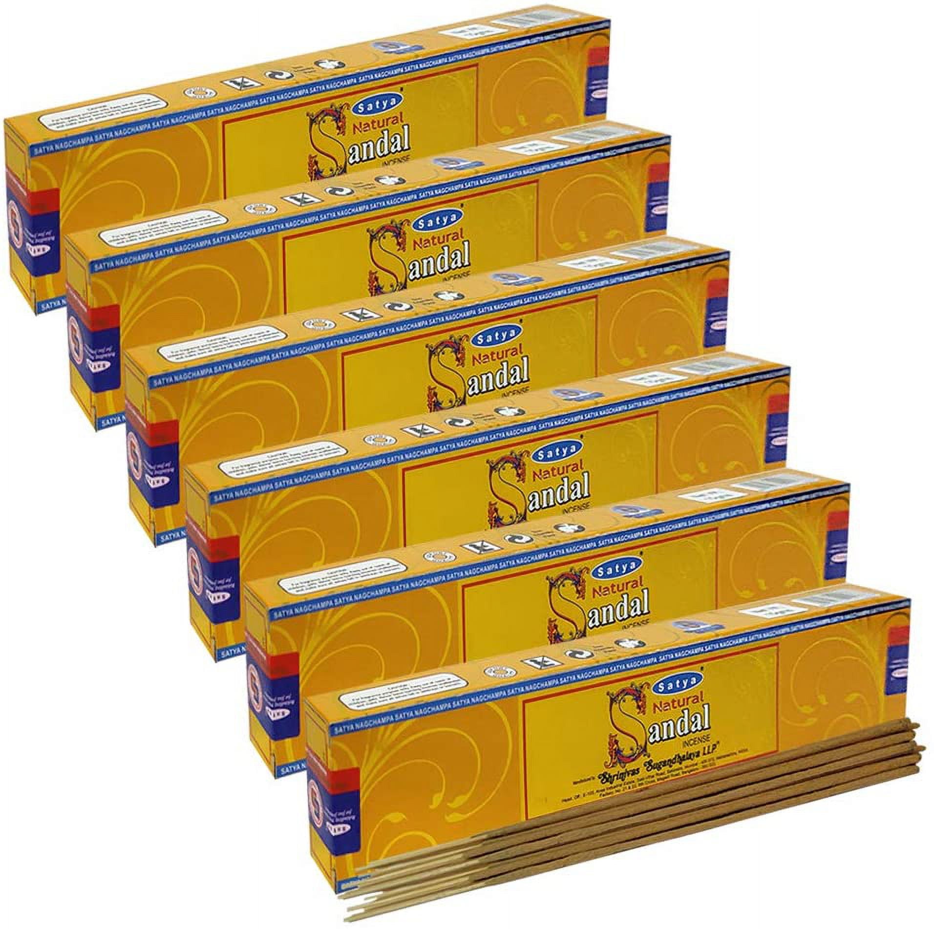 TRUMIRI Incense Stick Holder Bundle with Satya Natural Sandal 15g Incense Sticks - Pack of 6 (Approx 90 Sticks)