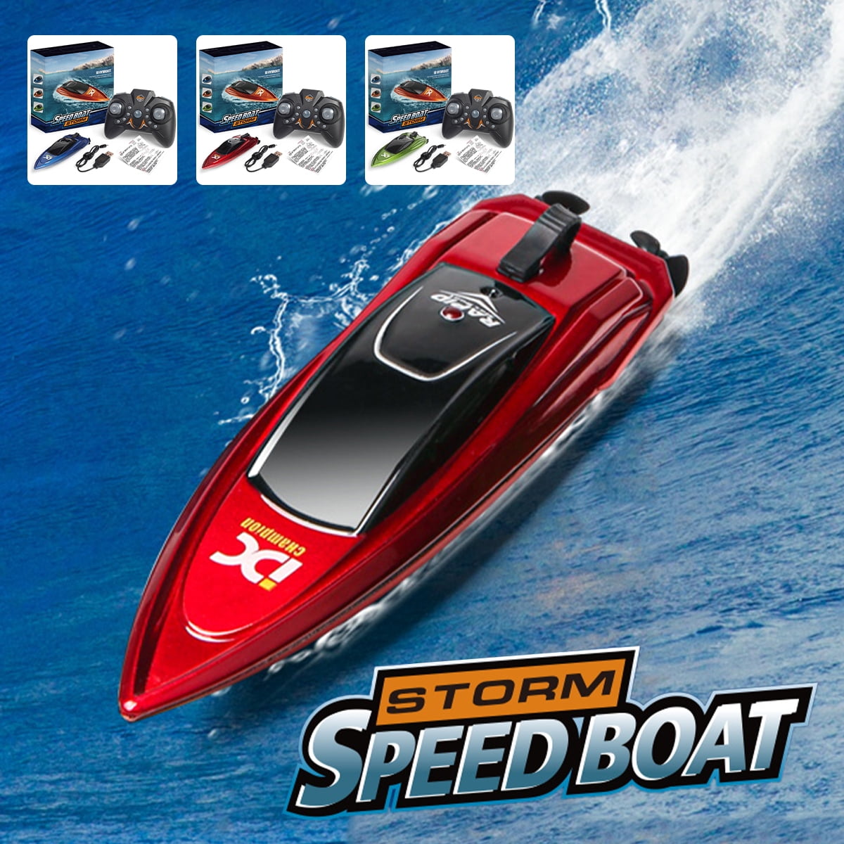 Fast RC Boats for Adults Kids, for Pools and Lakes, 4 inch Red Battery