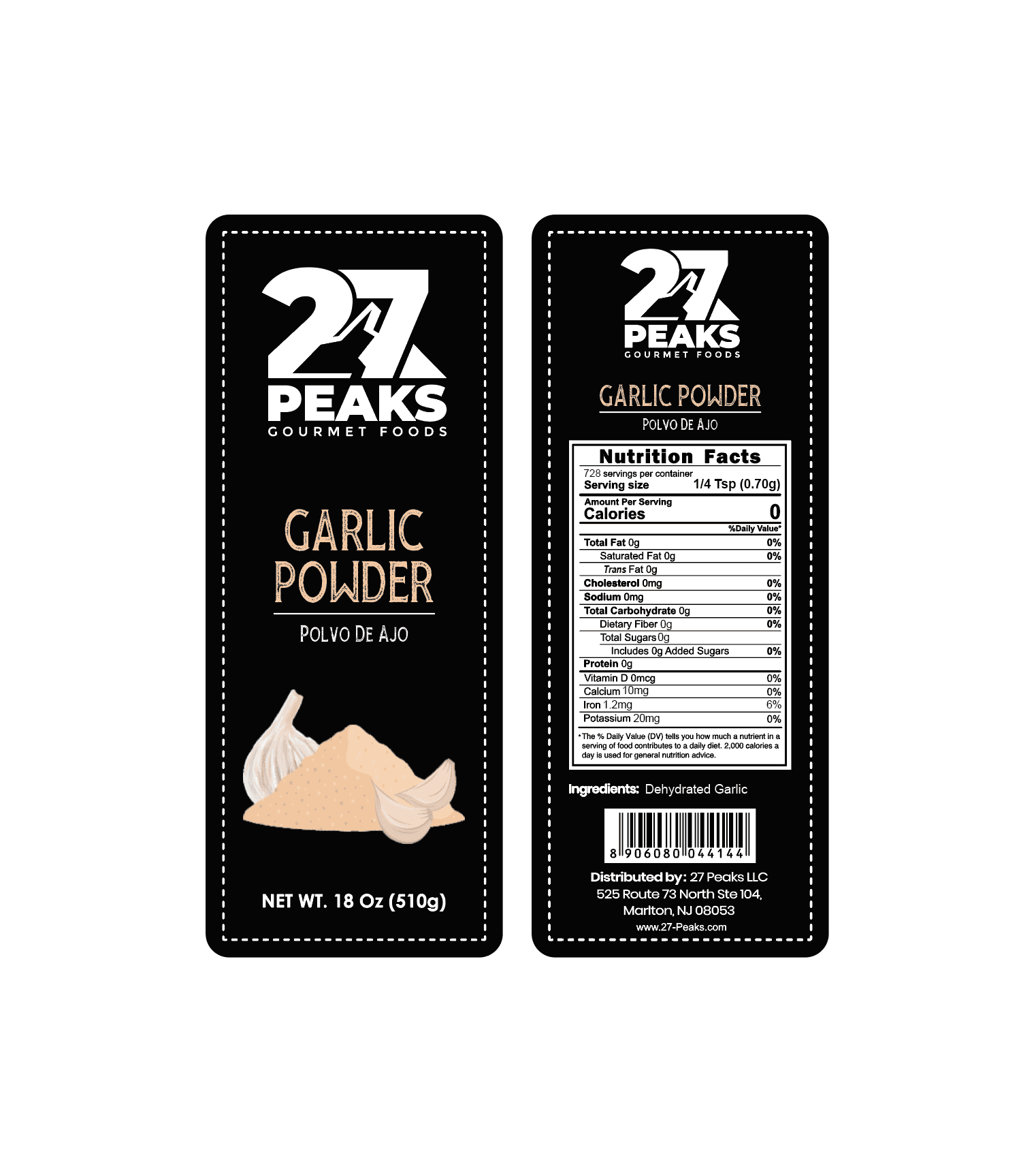 27 Peaks Gourmet No Artificial Flavors Garlic Powder, 18 oz Bottle
