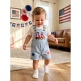 thumbnail image 5 of Cenuakty Newborn 3M 6M 12M 18M 24M 2T 3T Boy 4th of July Overalls Casual Loose Fit Tractor American Flag Embroidered Star Sleeveless Jumpsuit, 5 of 9