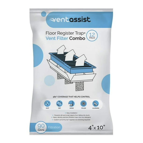 Vent Assist Floor Register Vent Trap and Air Filter Combo (4 Inches x