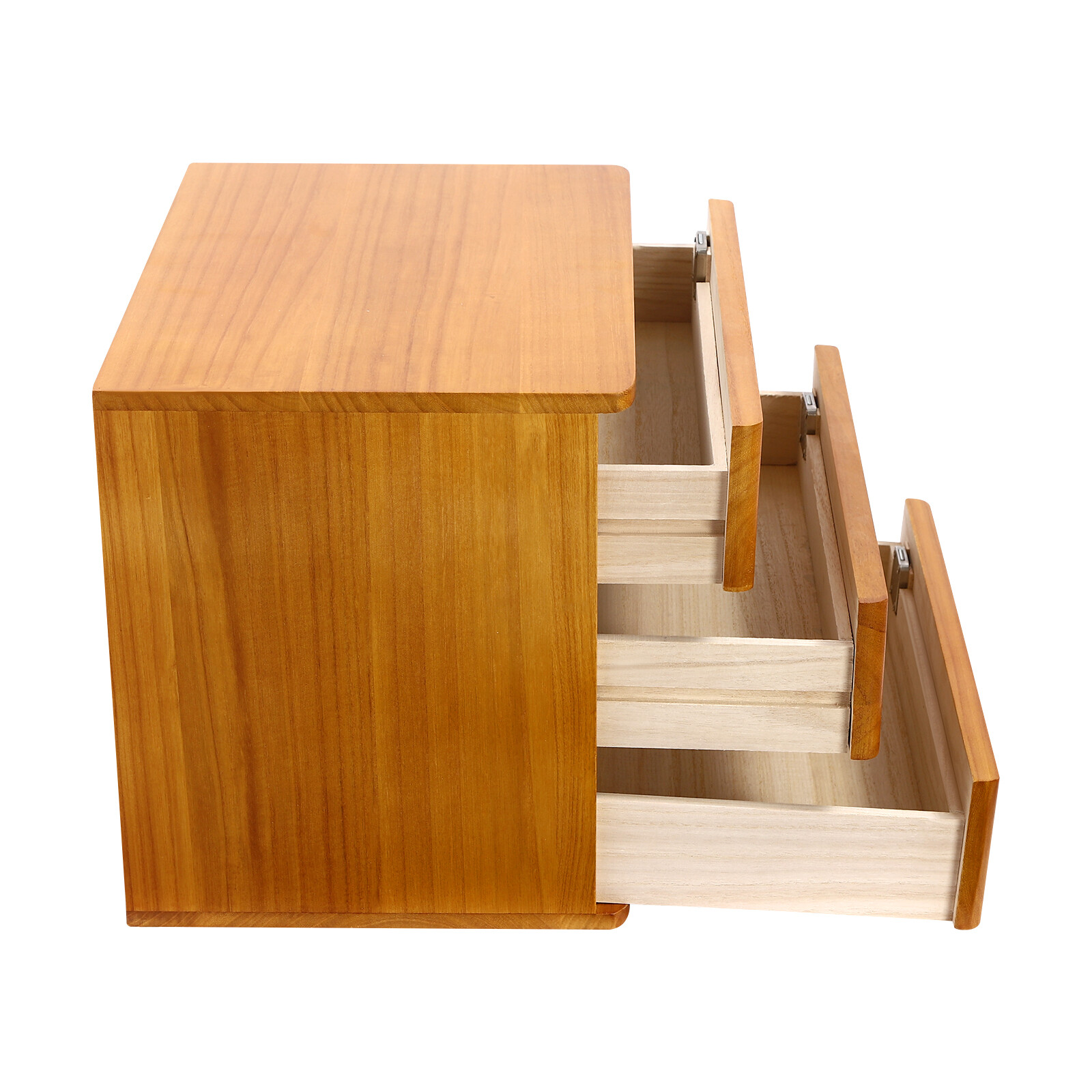 3-Tier Storage Cabinet with Lockable Drawers, Tung Wood Desk Organizer, Desktop Storage Box