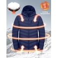 thumbnail image 5 of Men's Packable Hooded Puffer Jacket, Water Resistant Windproof with 5 Zip Pockets for Hiking Travel Blue L, 5 of 8