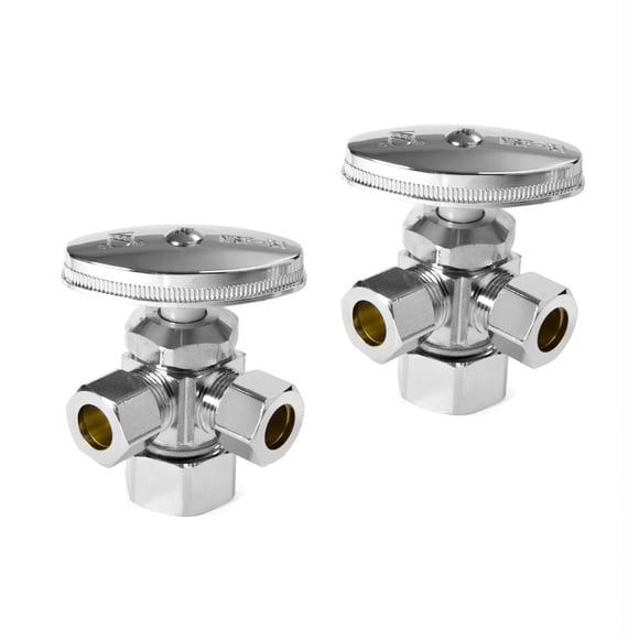 Válvula EFIELD de compresión doble 1/2" NOM cromada, paquete de 2