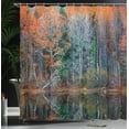 thumbnail image 4 of Ambesonne Fall Shower Curtain, Forest River Autumn, 69"Wx75"L, Brown and Red, 4 of 5