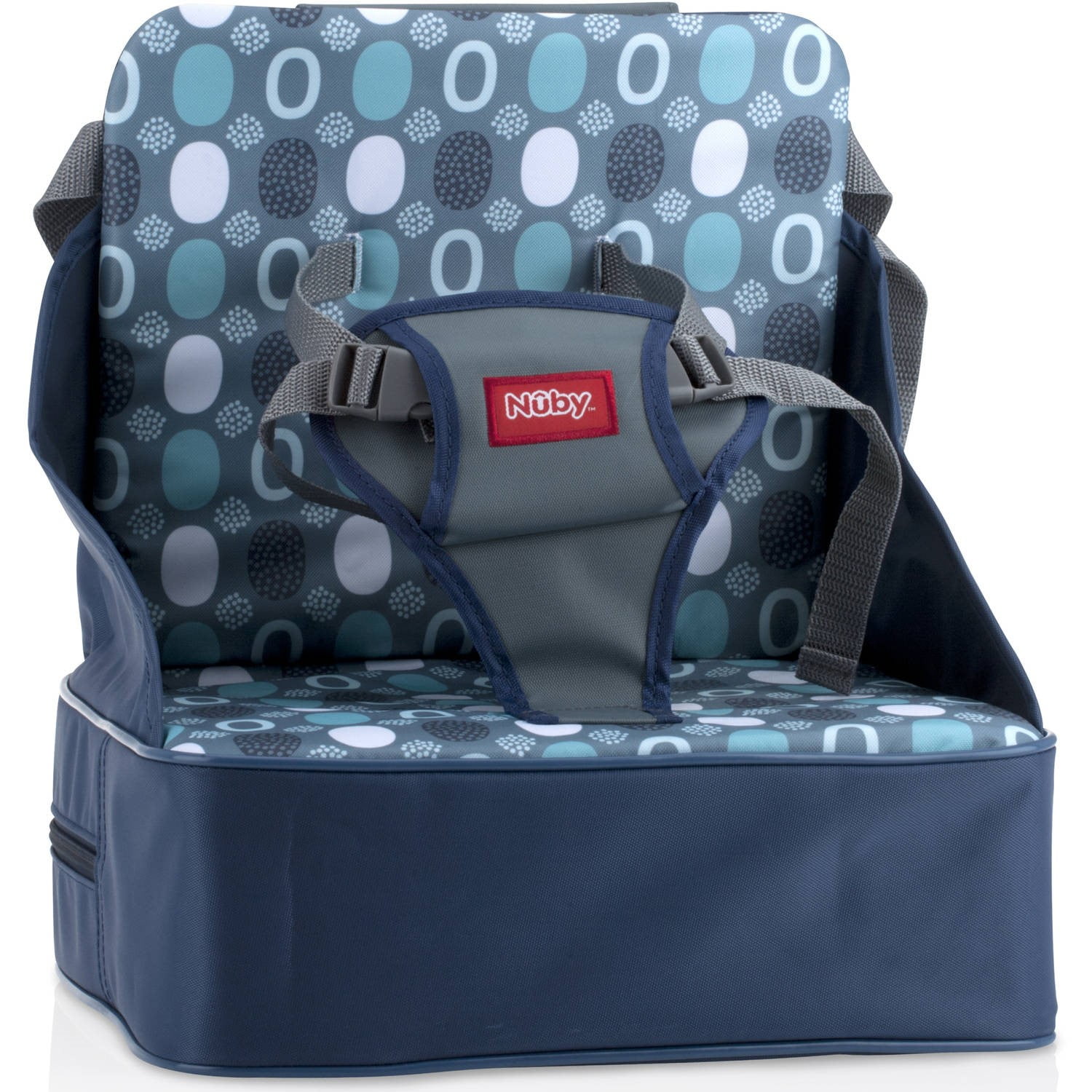 Nuby Easy-Go Lightweight High Chair Booster Seat, For 9 Months and up, Blue with Dots