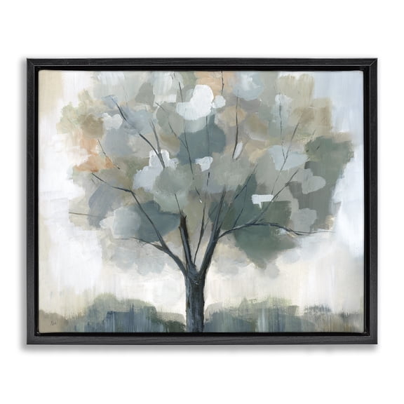Stupell Industries Mottled Tree Impression Plants & Flowers Painting Black Floater Framed Canvas Art Print Wall Art, 21 x 17
