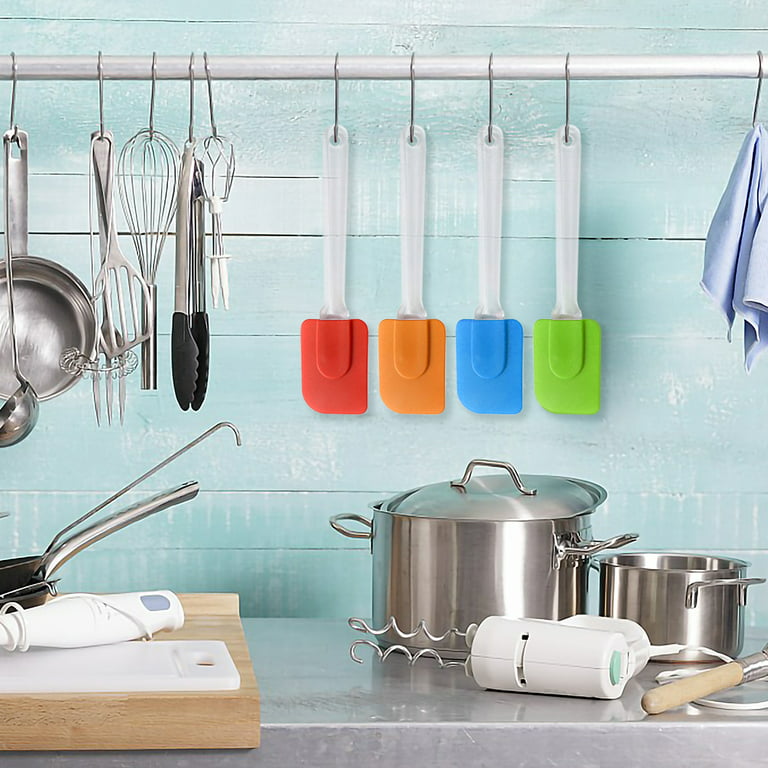 4 Pieces Silicone Spatulas Set Non-stick Heat Resistant Rubber Scraper  Kitchen Untensils for Cooking, Baking, Mixing,Kitchen (Multi-color) 