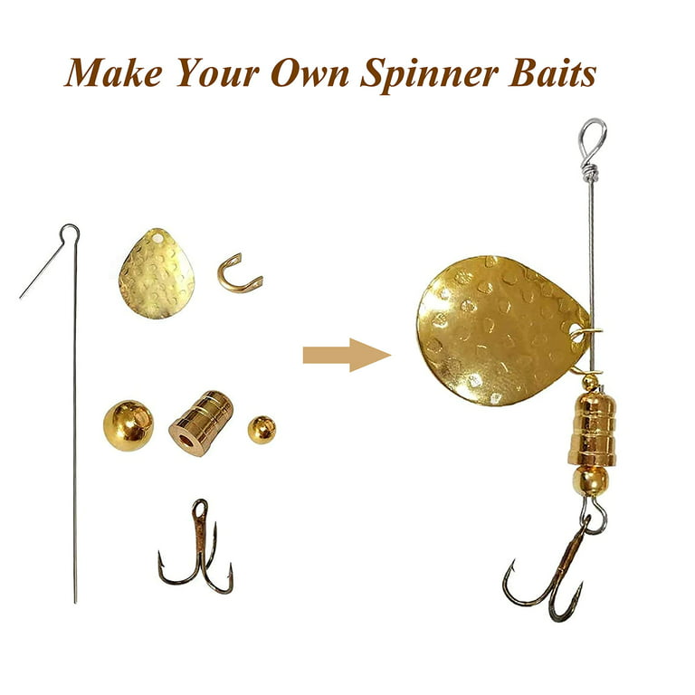 Fishing Lure DIY Kit 228pcs Spinner Making Kit Spinnerbaits Accessory Blade  Clevis Wire Shaft Treble Hooks Tackle Set Fishing Spoon Rigs Fishing Gift