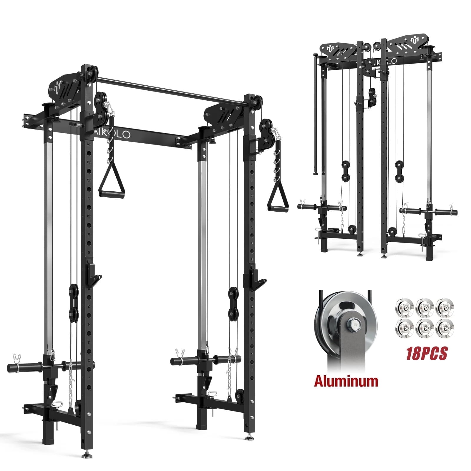 Cheetah Foldable Squat Rack Black & aluminum pulleys