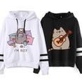 thumbnail image 2 of Ullzang-Sudadera con estampado de gato Pusheen para mujer, ropa con capucha de estilo coreano, Kawaii, Harajuku, 2 of 5