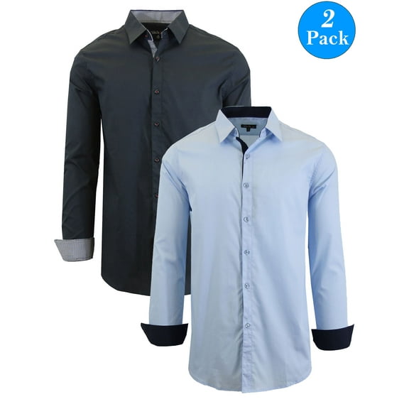 Men's Long Sleeve Stretch Cotton Dress Shirts (2-Pack)