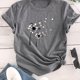 thumbnail image 3 of Camiseta de talla grande para mujer, Top con estampado de huellas de corazón y perro, camiseta informal suave y elástica, ropa de moda urbana 2024, 3 of 5