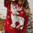 thumbnail image 2 of Women Sweaters Dress Christmas Jacquard Handmade Pearl Colored Decorated Knitted Christmas Sweater Pullover Jumper Tops , S, 2 of 9