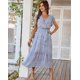 thumbnail image 1 of Vestidos de vacaciones Vestido de moda casual para mujer Vestido de cóctel elegante con cuello en V estampado floral-AZUL Sailing Electrónica, 1 of 5