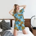 thumbnail image 5 of Balery Sunflowers Pattern Womens Pajama Sets 2 Piece Soft Short Sleeve Top and Shorts Sleepwear Round Neck Pjs Lounge Set with Pockets-4X-Large, 5 of 7