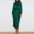 thumbnail image 1 of Vestido de cuello alto fiesta de noche ahuecado traje de trabajo de oficina para mujer (L) verde Ygjytge Verde T L, 1 of 7