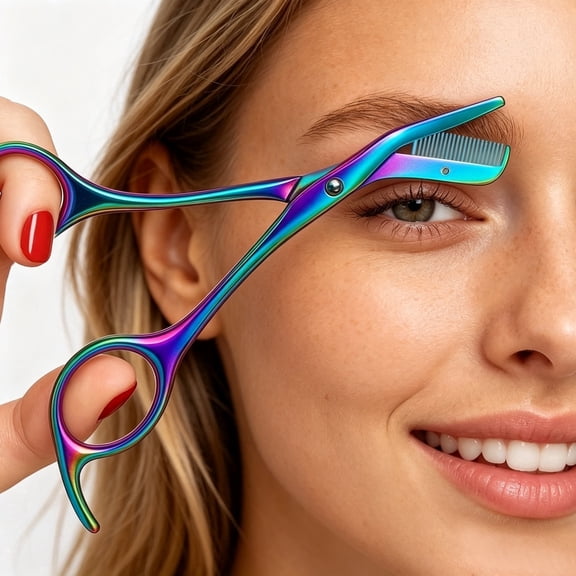 DINNAT Eyebrow Scissors with Comb - Stainless Steel Eyebrow Trimmer for Women and Men