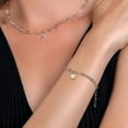 thumbnail image 5 of Gem Stone King Made in Italy 925 Silver and 10K Yellow Gold Lab Grown Diamond Round Link Chain Bracelet for Women with YingYang Charm, 5 of 5
