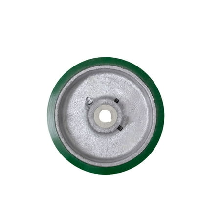 

8 x 2 Green Polyurethane Tread on Cast Iron Keyed Drive Wheel - 18mm Plain Bore with two 1/4 Set Screws - Service Caster Brand