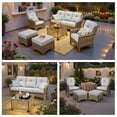 thumbnail image 5 of Ovios 6 Pieces Outdoor Furniture Set High Back All-Weather Wicker Patio Conversation Set with Ottomans & Solar Light Coffee Table, Gray, 5 of 11