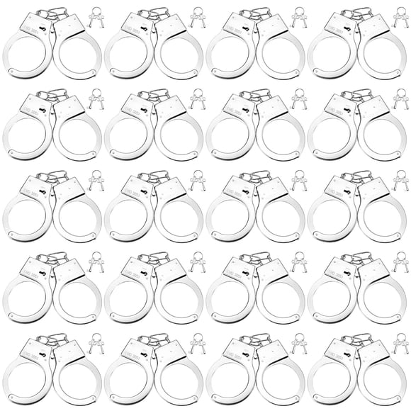 Esposas de metal Leitee de juguete con llaves de 23 cm, 20 pares
