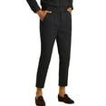 thumbnail image 4 of INSPIRE CHIC Men's Pleated Front Slim Fit Solid Business Cropped Dress Pants 28 Black, 4 of 6