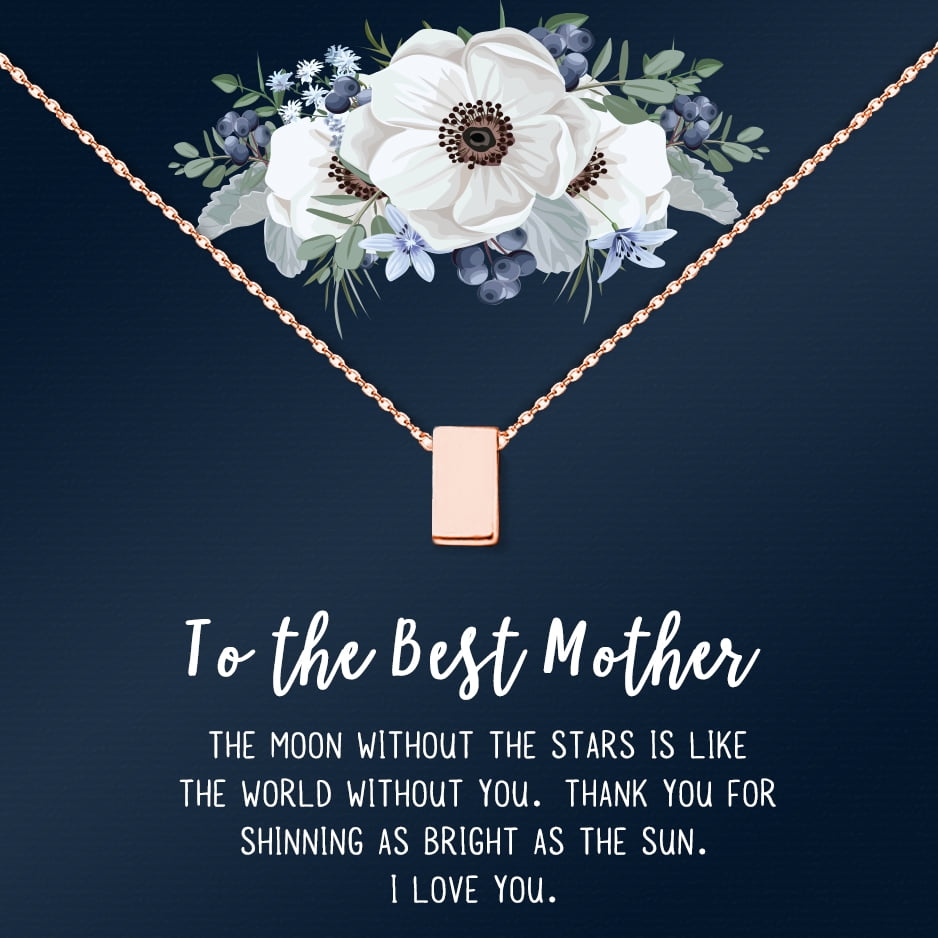 Personalized Card and Necklace for Mother s Day Custom Card and Necklace for Mom Jewelry Gift for Mom Custom Card and Jewelry For Mom Gift for Her [Rose Gold No-Personalized Card]
