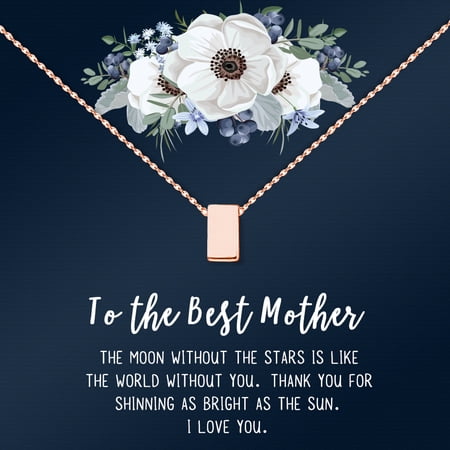 Personalized Card and Necklace for Mother s Day Custom Card and Necklace for Mom Jewelry Gift for Mom Custom Card and Jewelry For Mom Gift for Her [Rose Gold No-Personalized Card]