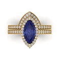 thumbnail image 2 of Clara Pucci 14K Yellow Gold 2.4875 Simulated Tanzanite Engraveable Engagement Ring + Wedding Band Set, 2 of 7