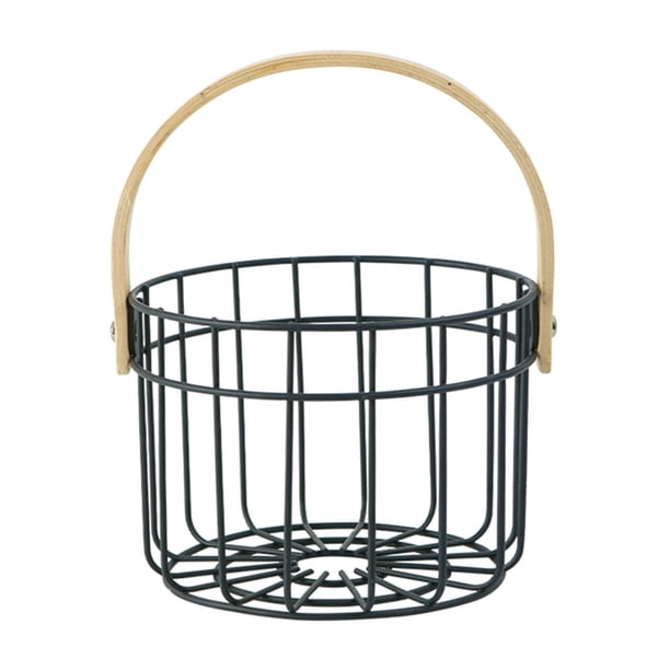 Inteprter Cesta de huevos de alambre de metal para recoger huevos de gallina, azul marino L Organizadores de utensilios de cocina Armada L