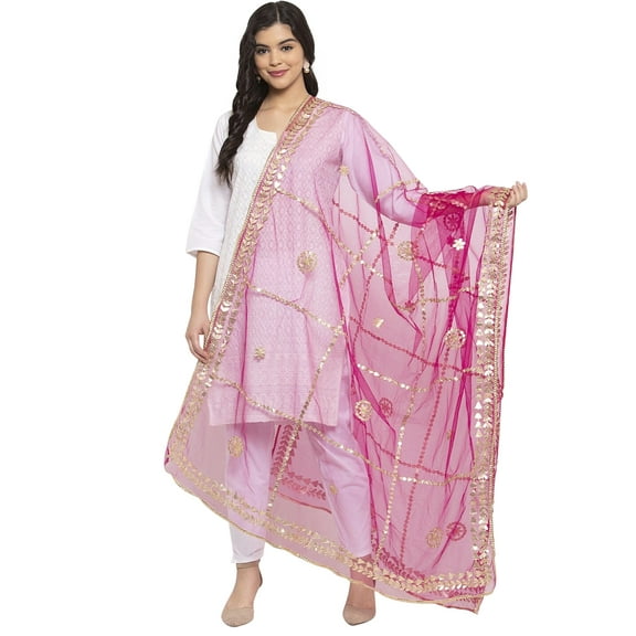 eloria Floral Magenta Woman's Indian Ethnic Chunni, Dupatta, Stole, Scarf Shawl Wrap