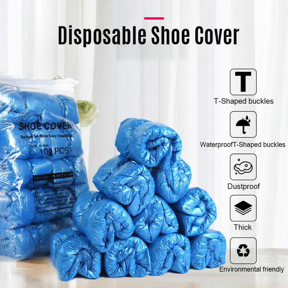 Details about   100PCS Disposable Shoe Cover PE T-Shaped Waterproof Dustproof Thick Home Y4M9 